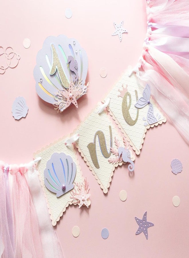 Haoser Mermaid 1st Birthday Cake Topper - Under the Sea Party Decorations for Girls, Mermaid Theme Cake Topper 6" x 6.5" for Baby Girl Party Supplies, Ocean Birthday Decor - Image 5